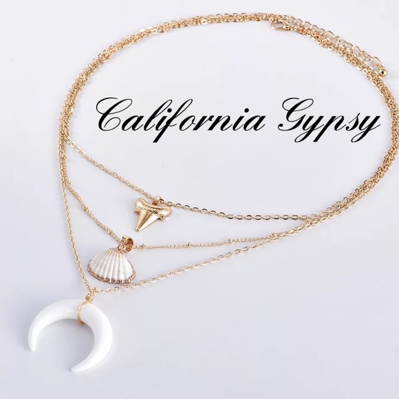 Layered Crescent Moon Boho Beach Necklace - Picture 4 of 6